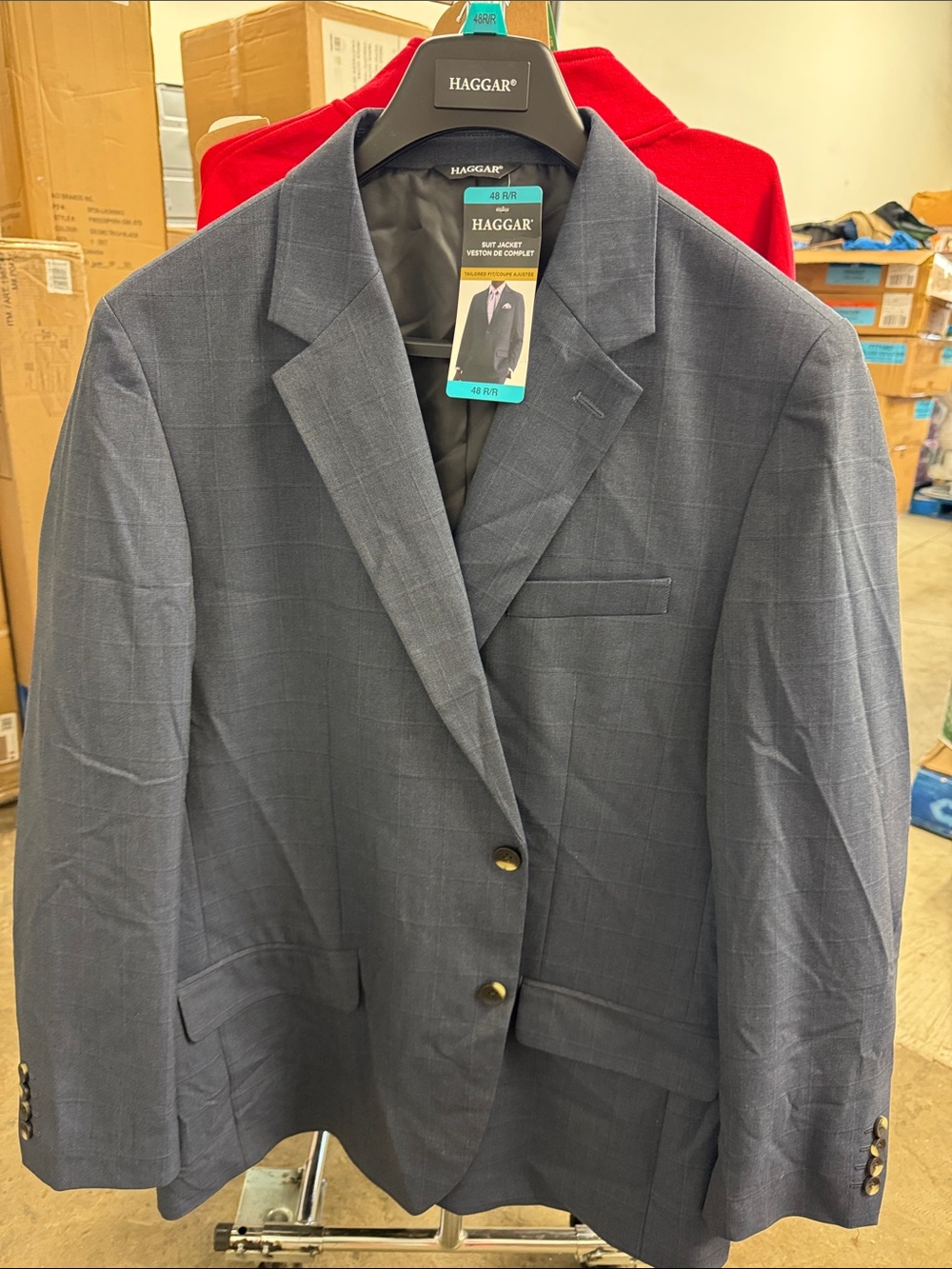 Haggar Men's Blue Windowpane Sport Coat